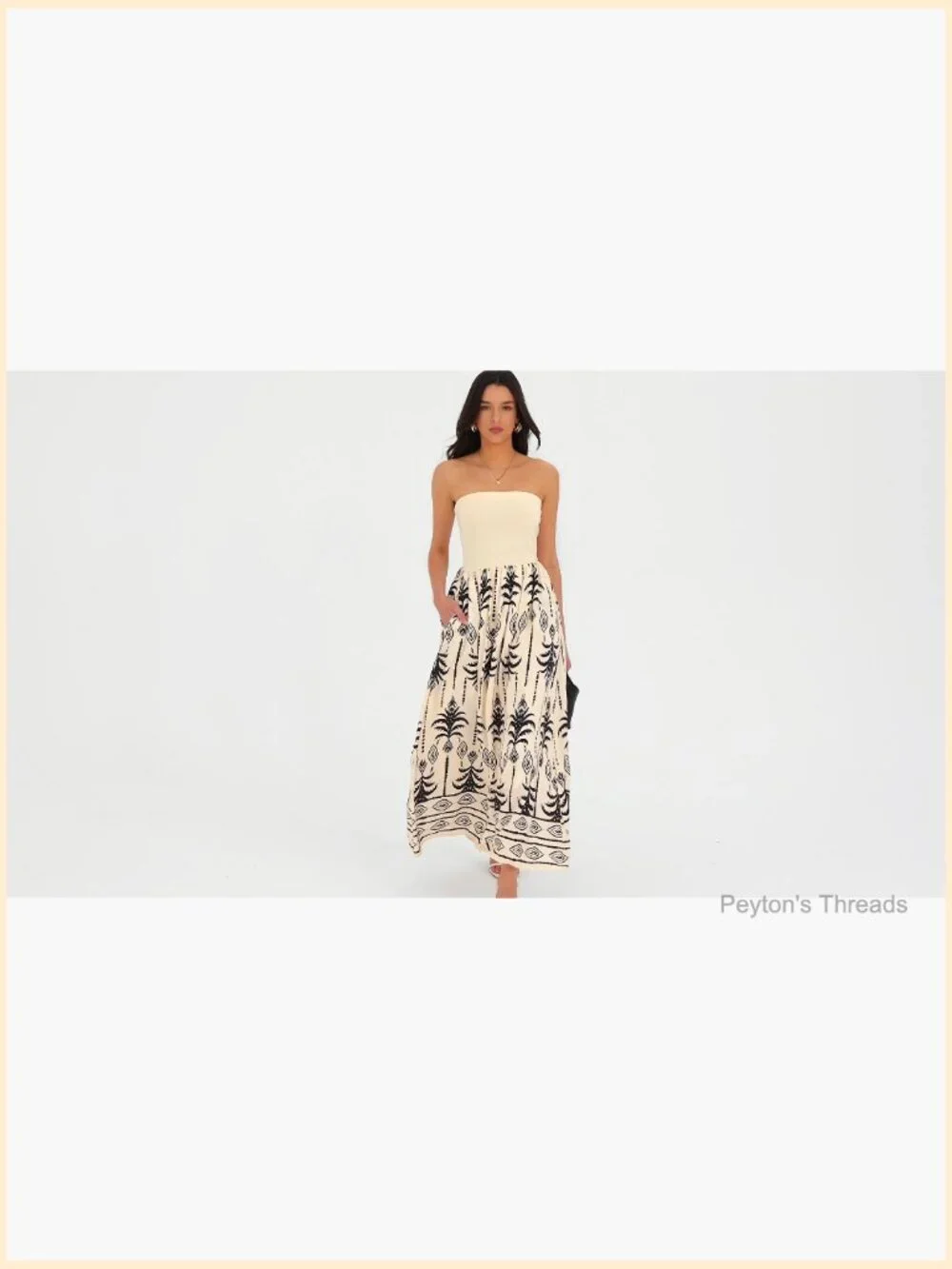 Strapless Tube Maxi Dress with Pockets Floral Patchwork Summer